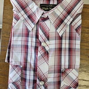 NWT High Noon Western Pearl Snap Short Sleeve Shirt Men’s Plaid - Medium